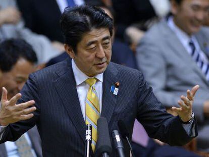 El primer ministro japon&eacute;s, Shinzo Abe, en el Parlamento.
