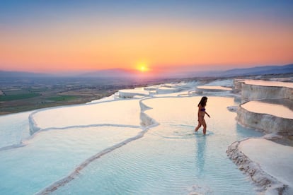 Las piscinas termales de Pamukkale, en Turquía.