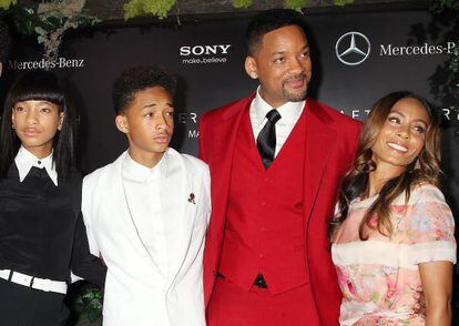 De izquierda a derecha: Willow, Jaden y Will Smith y Jada Pinkett.