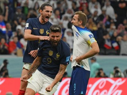 Giroud celebra su gol ante Inglaterra en el partido de cuartos de final del Mundial.