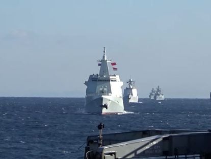 Un grupo de buques militares de Rusia y China efectúan una patrulla conjunta en aguas del Pacífico
