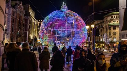 Luces de Navidad en el centro de Madrid.