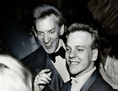 Donald Sutherland en el Festival de Toronto con su hijo Kiefer, en 1984.