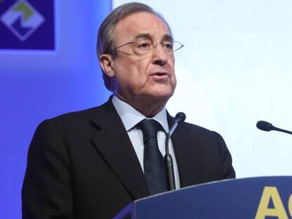 El presidente de ACS, Florentino P&eacute;rez, durante su intervenci&oacute;n la semana pasada en la junta de accionistas de la compa&ntilde;&iacute;a.