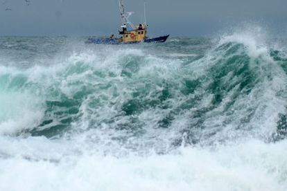 Un barco de pesca entra en el puerto de A Coru&ntilde;a.