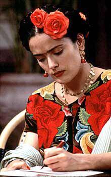 Salma Hayek, caracterizada de Frida Kalho.