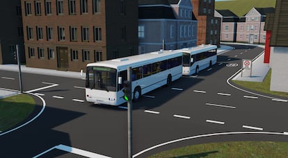 Reproducción virtual del proyecto pelotón de autobuses del KIT.