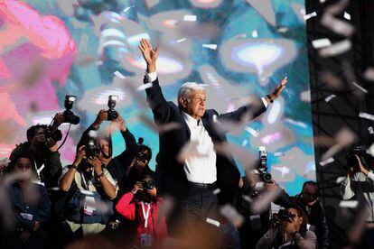 López Obrador celebra su victoria electoral, el pasado 1 de julio, en Ciudad de México. 