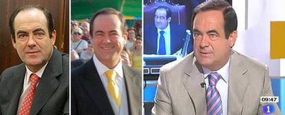 A la izquierda, José Bono en noviembre de 2006; en el centro, en julio de 2008 y, a la derecha, en septiembre del mismo año tras su injerto de pelo.