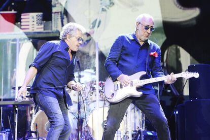 Roger Daltrey (izquierda) y Pete Townshend en Desert Trip el domingo.