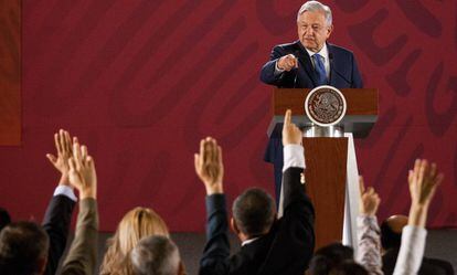 López Obrador en una rueda de prensa, la semana pasada. 