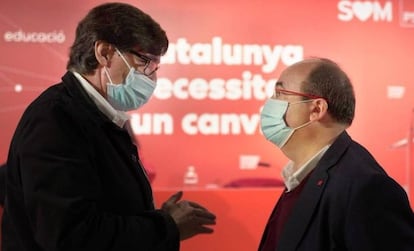 El ministre de Sanitat, Salvador Illa, i el primer secretari del PSC, Miquel Iceta.