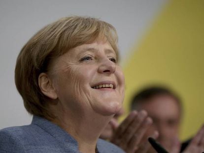 Angela Merkel, este domingo, en Berl&iacute;n.  