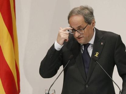 Quim Torra en una comparecencia la semana pasada. En vídeo, un sobrino de Torra detenido en la operación policial contra los CDR.