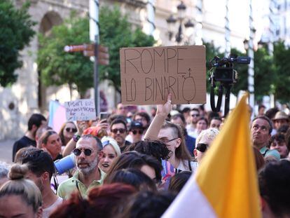 Primera Marcha Trans por las calles de Sevilla, el 23 de junio de 2023.