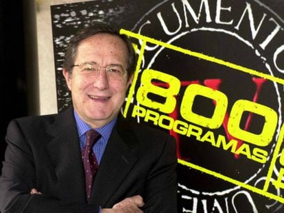 Pedro Erquicia durante la presentación de las 800 emisiones de 'Documentos TV' en 2004.