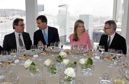 Artur Mas, Felipe VI, Doña Letizia y Marc Puig, en la inauguración de la sede corporativa de la firma Puig el pasado mes de abril.