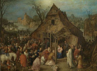 La adoración de los Reyes, Jan Brueghel el viejo. 1600. Óleo sobre lámina de cobre. 42.4x51.9cm. Imágenes sagradas