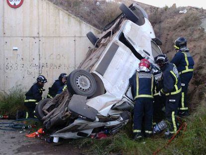 Accidente producido en la RM-11 que une Lorca con Águilas.