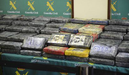 Los 500 kilos de coca&iacute;na intervenidos por la Guardia Civil.