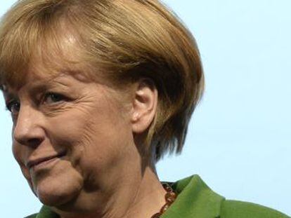 La canciller alemana, Angela Merkel, en un mitin en M&uacute;nich.