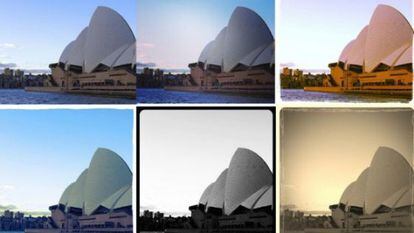 Una misma foto con seis filtros distintos. La de arriba a la derecha es la que obtuvo más aceptación.