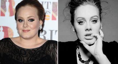 Imagen de Adele en 2011 y en 2014.
