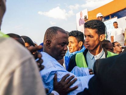 El opositor Biram Dah Abeid, en un mitin en marzo en Nuakchot (Mauritania).