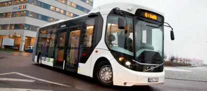 Un autobús del programa Sistema de Autobuses Europeo del Futuro, en Gotemburgo (Suecia).