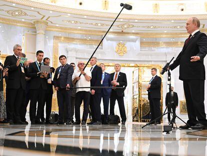 El presidente ruso, Vladímir Putin, durante un discurso este jueves en Ashgabat.



