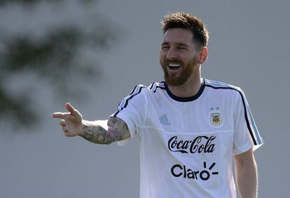 Messi durante un entrenamiento.