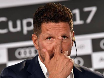 Simeone durante la presentaci&oacute;n de la Audi Cup- 