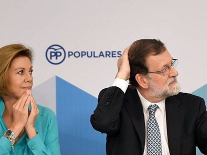 Mariano Rajoy y Maria Dolores de Cospedal en la reunión del Comité Ejecutivo del PP de este martes.  