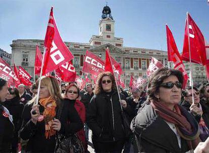 Concentración en la Plaza Mayor de Madrid con motivo del último Día Internacional de la Mujer