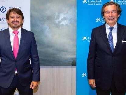 Jorge Marichal, presidente de Cehat, y Luis Cabanas, director de Banca de Empresas de CaixaBank