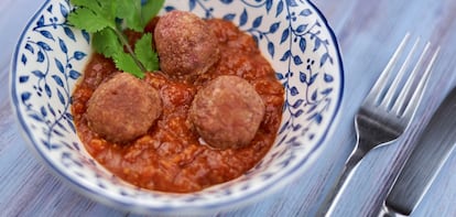 Un imagen promocional de un plato de albóndigas de la empresa Biotech Food.