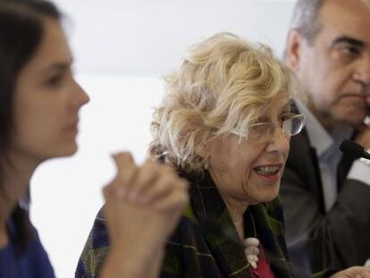 Manuela Carmena, durante la rueda de prensa de hoy.