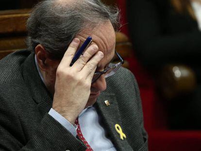 Quim Torra en un pleno del Parlament de Cataluña.