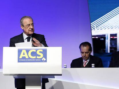 Florentino Pérez, presidente de ACS, durante la última junta de accionistas celebrada en mayo pasado.