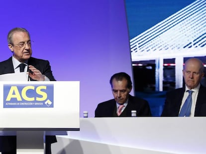 Florentino Pérez, presidente de ACS, durante la última junta de accionistas celebrada en mayo pasado.