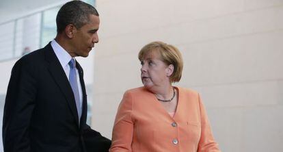 Barack Obama y Angela Merkel en junio de 2013 en Berlín.