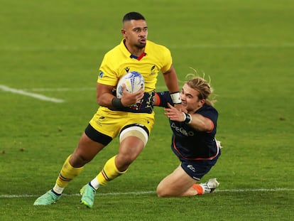 Jason Tomane, en un duelo del Europeo de Rugby ante Holanda.