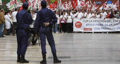 Trabajadores de Isofotón, durante una protesta en 2009.