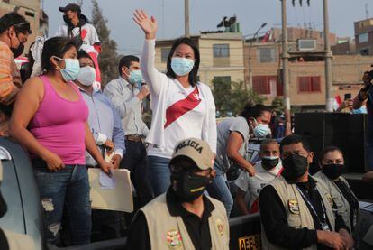 La candidata presidencial peruana Keiko Fujimori durante una manifestación en Lima el 20 de mayo.