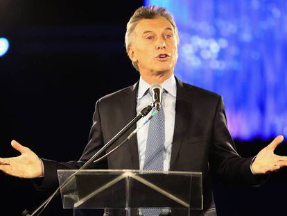 El presidente Mauricio Macri habla durante la cena anual de CIPPEC, en abril pasado.