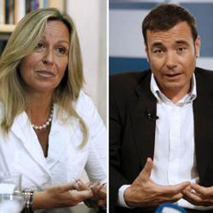 Los candidatos socialistas a la presidencia de la Comunidad de Madrid, el líder del PSM, Tomás Gómez, y la ministra de Sanidad, Trinidad Jiménez