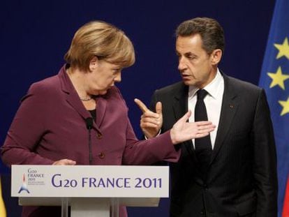 Angela Merkel y Nicolas Sarkozy, en Cannes, el pasado 2 de noviembre.