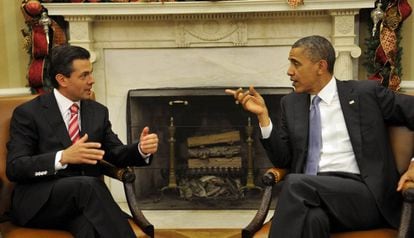 Reuni&oacute;n entre Pe&ntilde;a Nieto y Obama en noviembre de 2012 en la Casa Blanca. 
