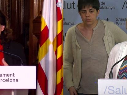 La alcaldesa Ada Colau y la consellera de Salut Alba Vergés, durante una comparecencia telemática.