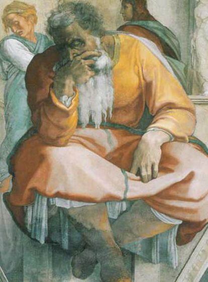 El profeta Jeremías, en un detalle de los frescos de la Capilla Sixtina, de Miguel Ángel.